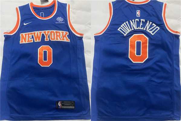 Mens New York Knicks #0 Donte DiVincenzo Blue Stitched Basketball Jersey->new york knicks->NBA Jersey